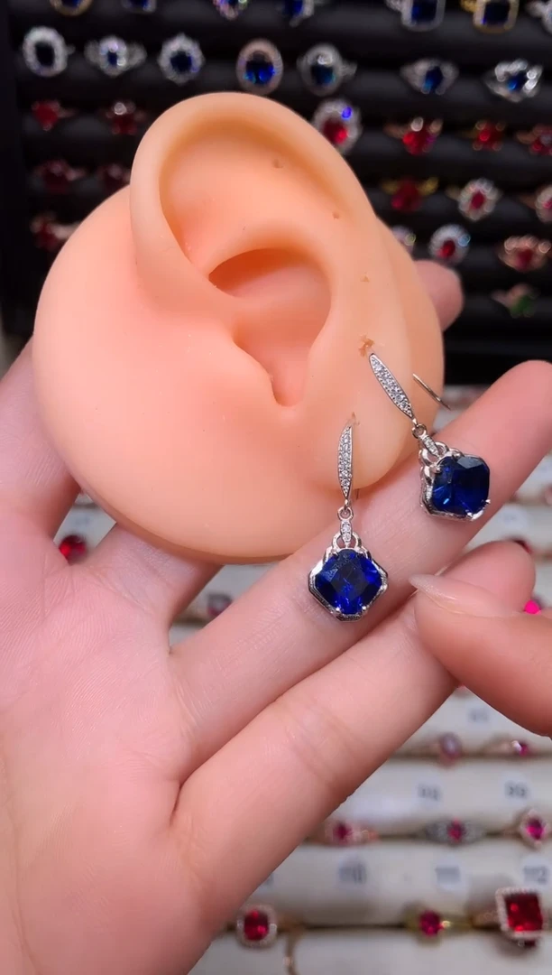 【闪购商品】蓝宝石耳饰银S925镶嵌1