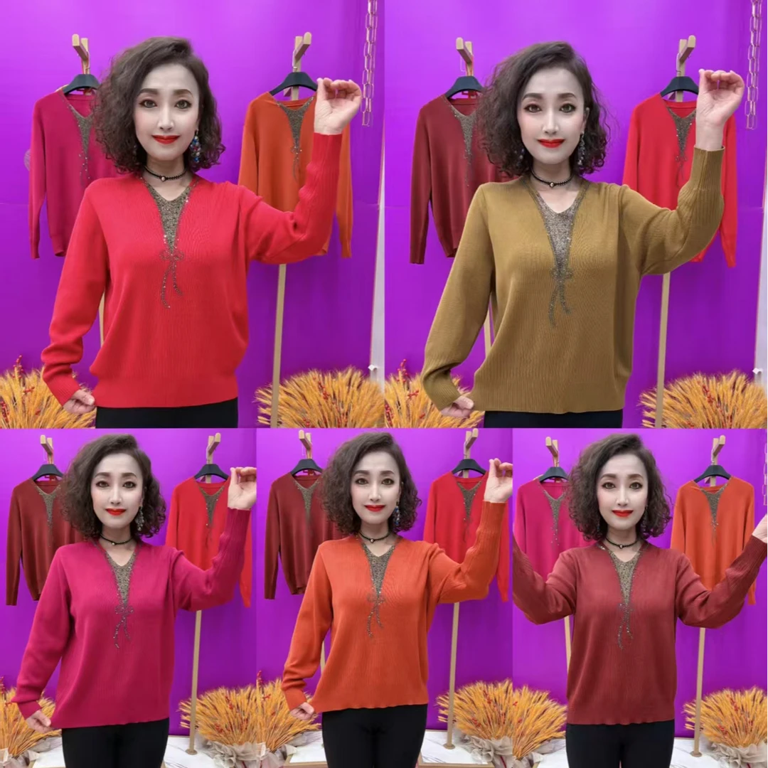 JL时尚女士V领针织衫751五色