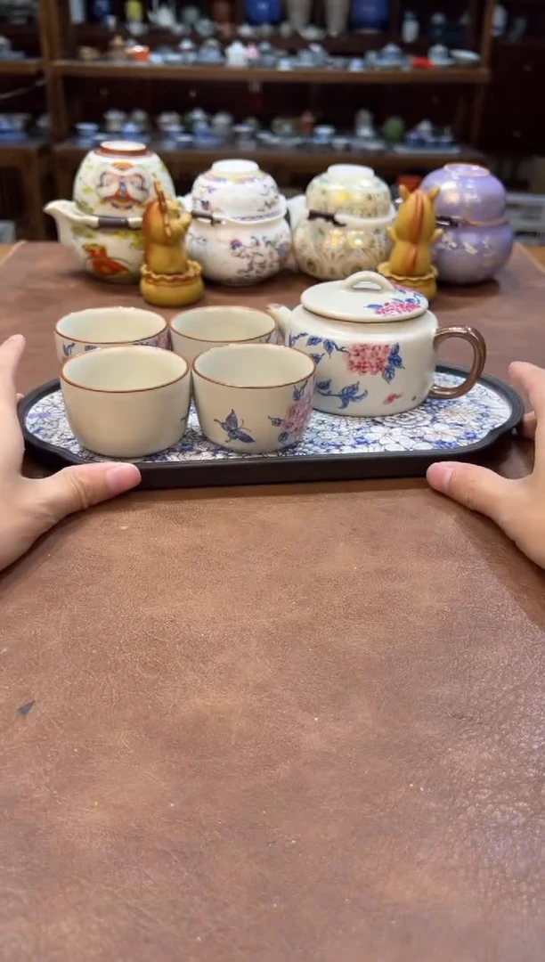 真的很便宜超好看会开片的旅行茶具