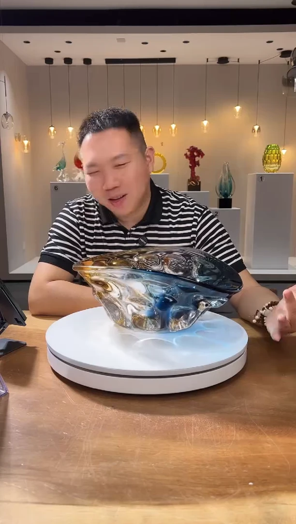 【闪购商品】茶宠巴比特美学  蓝金撞色果盘 大号