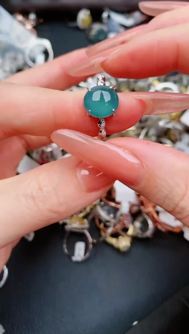 翡翠戒指银S925镶嵌...