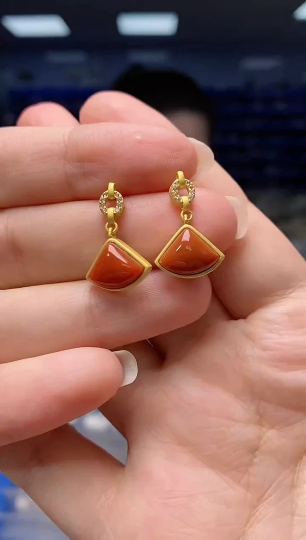 【闪购商品】南红玛瑙耳饰银S925镶嵌  EZ1701