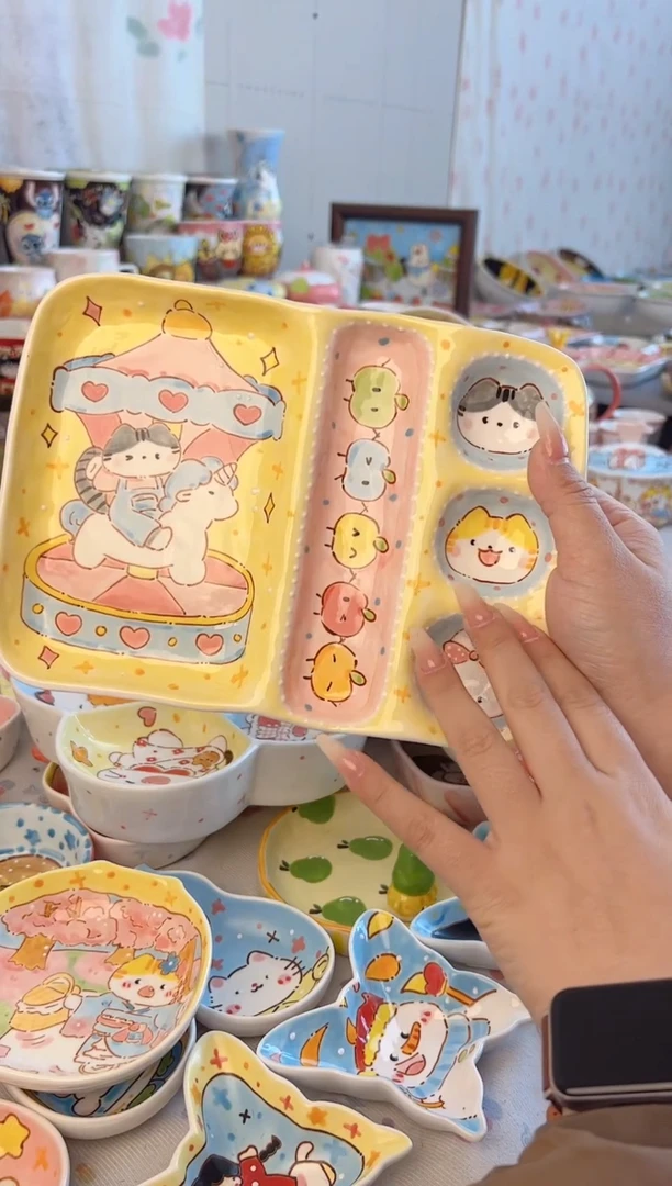 摆件陶无***、预售透明釉景德镇陶瓷手绘微瑕