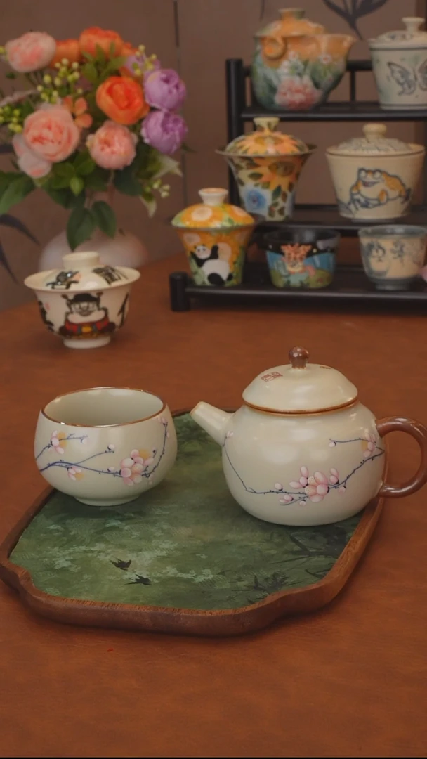 梅花系列 德钟壶+杯 带开片