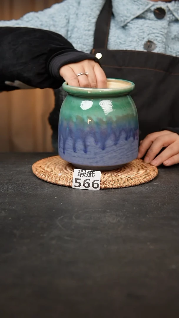 【闪购商品】瓷片566泥泥手工花盆口10高13