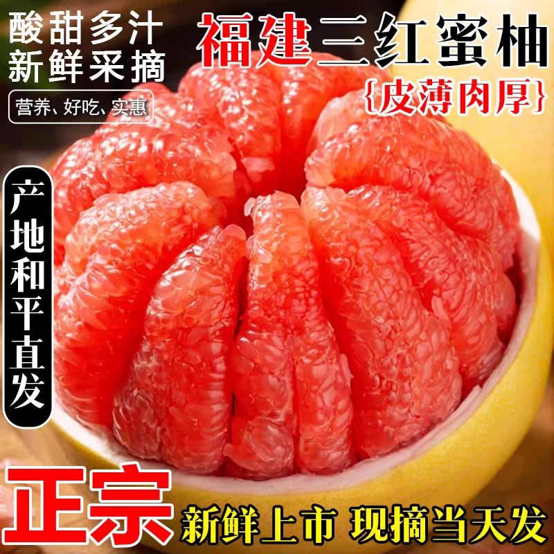 福建平和琯溪红心蜜柚老树红肉薄皮新鲜水果酸甜多汁