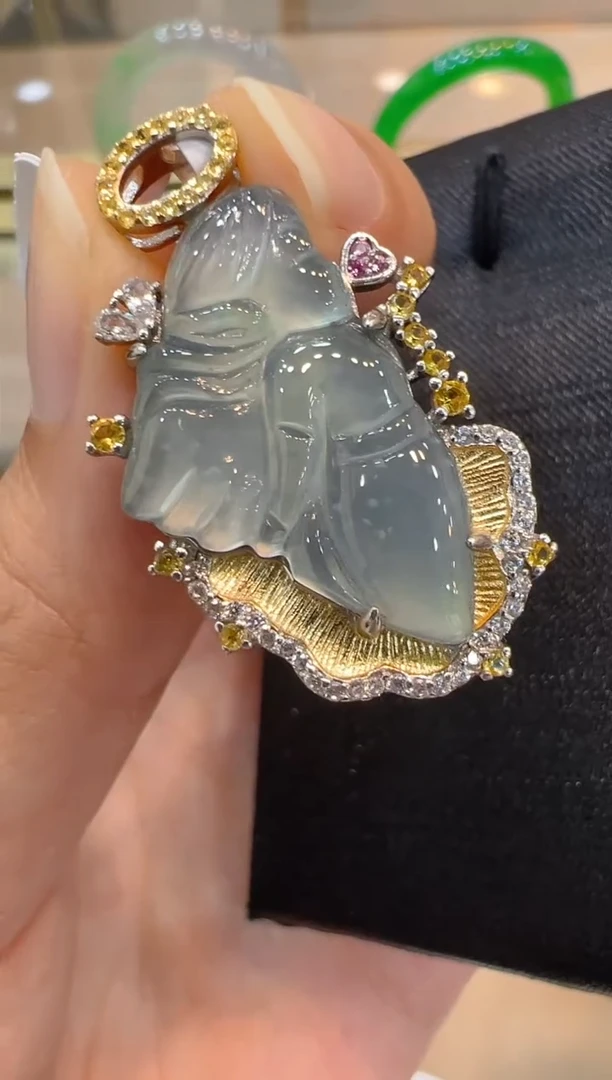 翡翠银S925镶嵌吊坠(不含链)多样性团购发一件