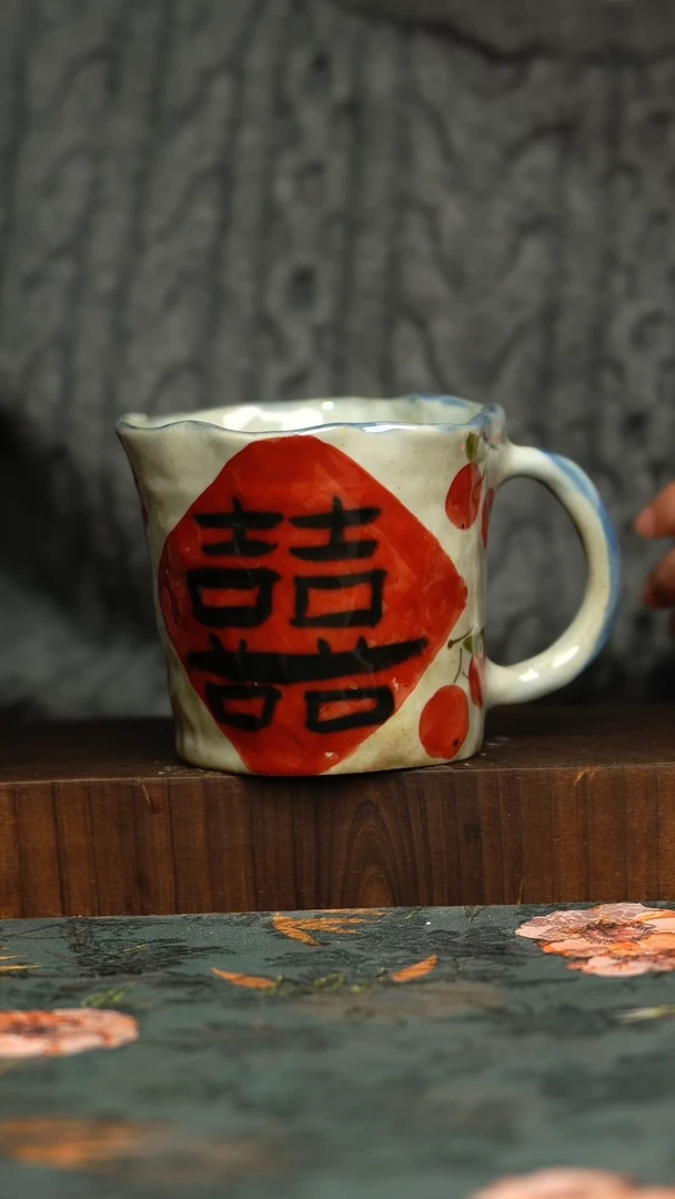 杯釉下彩手工手绘同款陶器