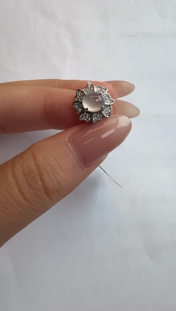 银S925镶嵌戒指翡翠通体925银镶缅甸A货翡翠戒指110