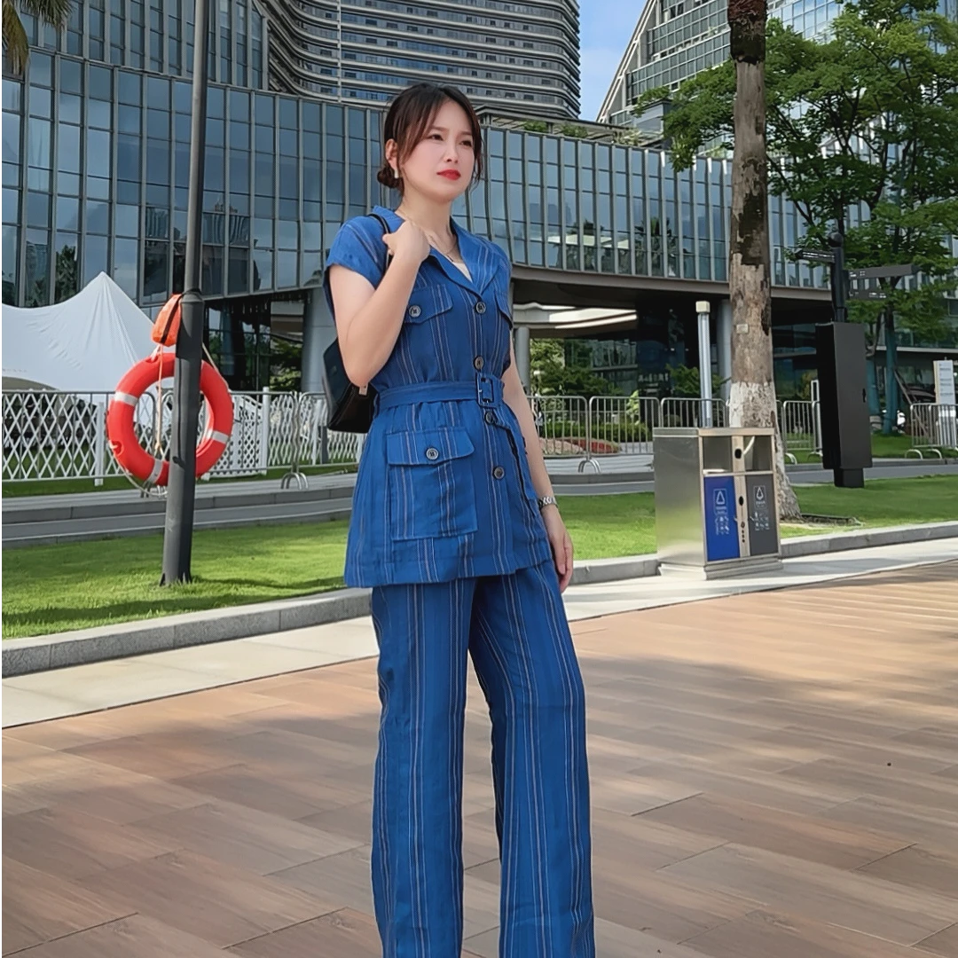 【婉棠】纯亚麻修身显瘦型通勤风设计感小众复古法式2518