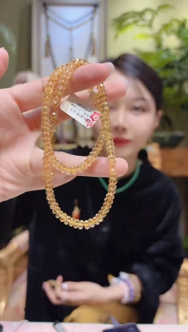 【闪购商品】水晶项链未镶嵌切割面黄水晶项链Y