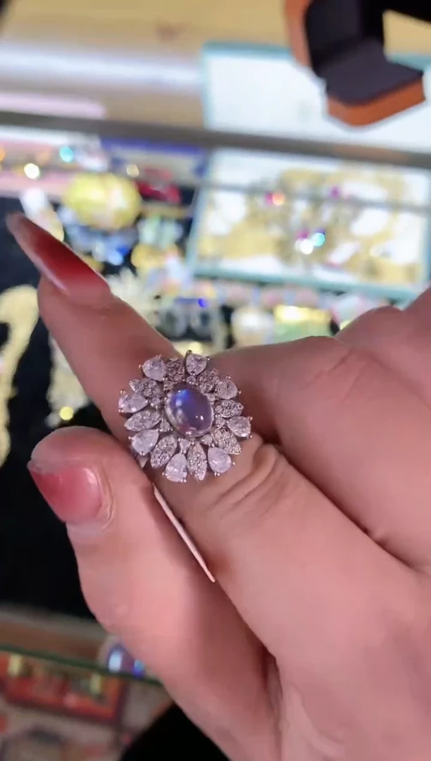 【闪购商品】月光石戒指银S925镶嵌楚楚中古珠宝甄选不退换