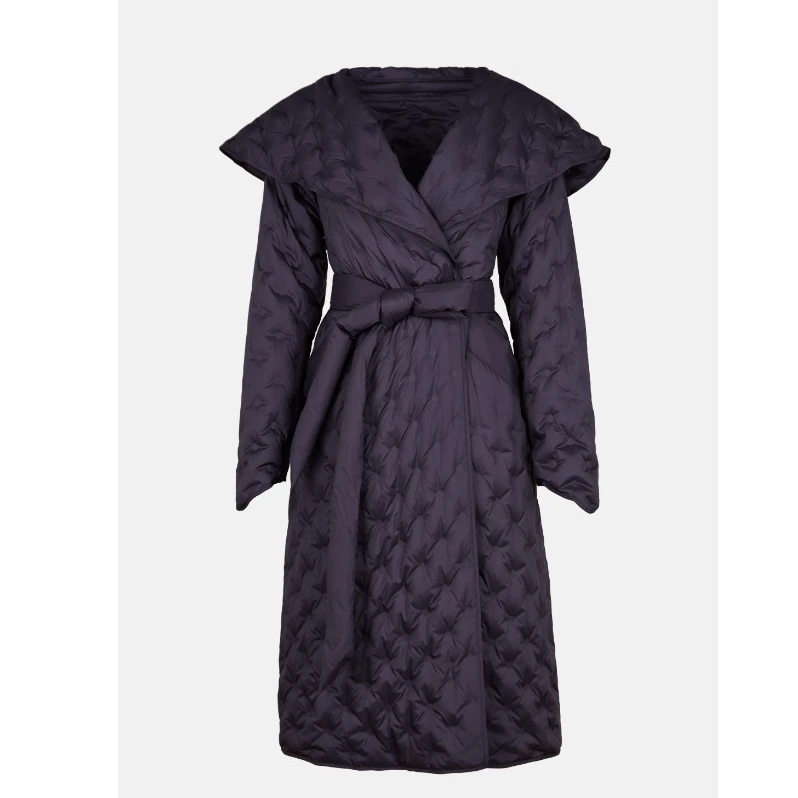 Auuuu/EOEZ 时尚连帽宽松收腰中长款鹅绒服EZY3085