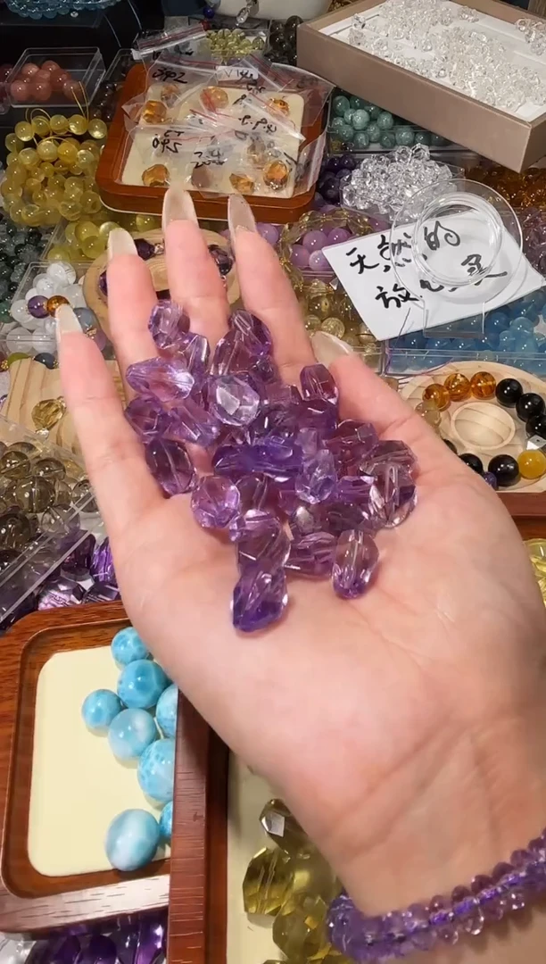 水晶手串未镶嵌K16紫水晶随行一个宽卡11-12mm