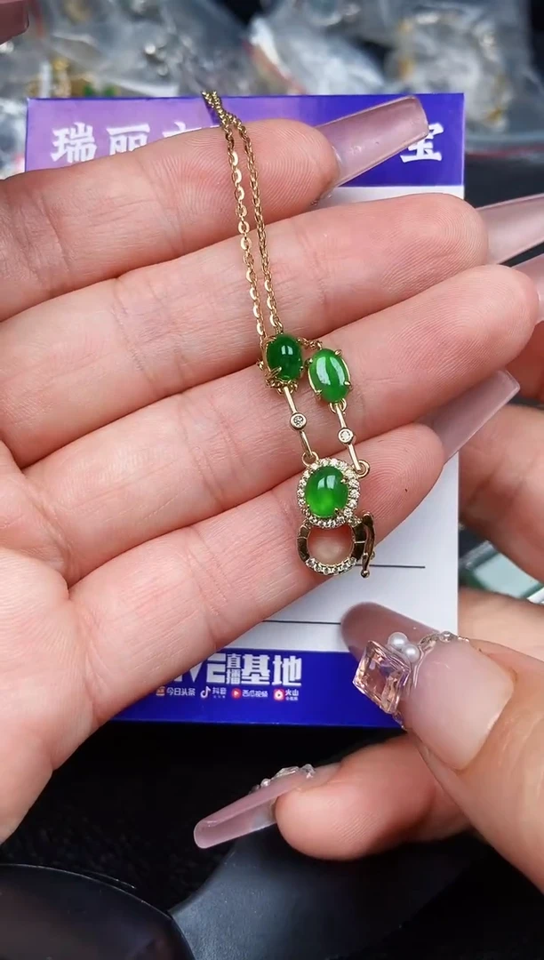 翡翠银S925镶嵌颈饰5831
