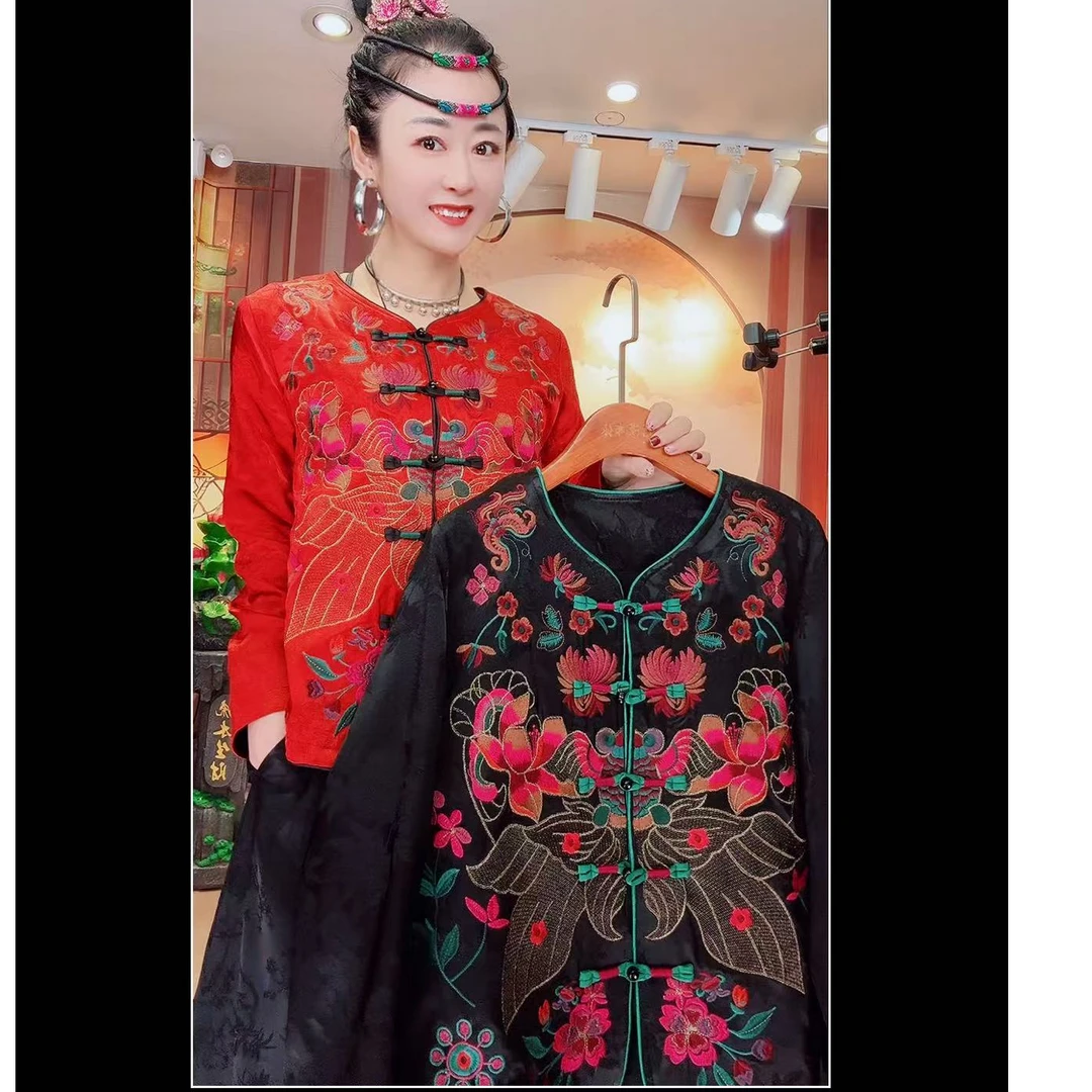 唐汉布依新款上衣复古长袖女装QD