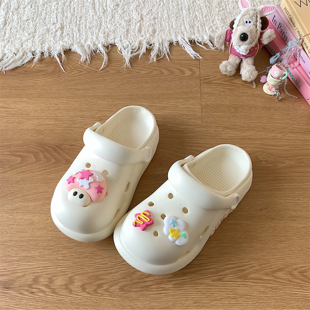 女夏季包头拖鞋洞洞鞋防滑网红厚底凉拖鞋少女心沙滩