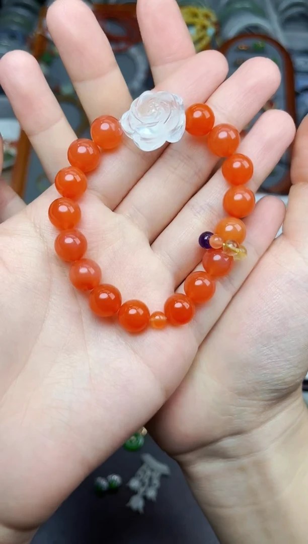 未镶嵌手串南红玛瑙玫瑰花手串06