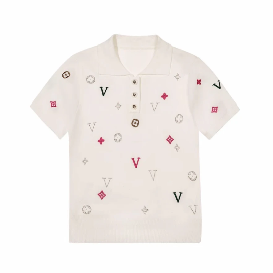 时尚翻领套头短袖上衣舒适百搭显瘦上衣女M042