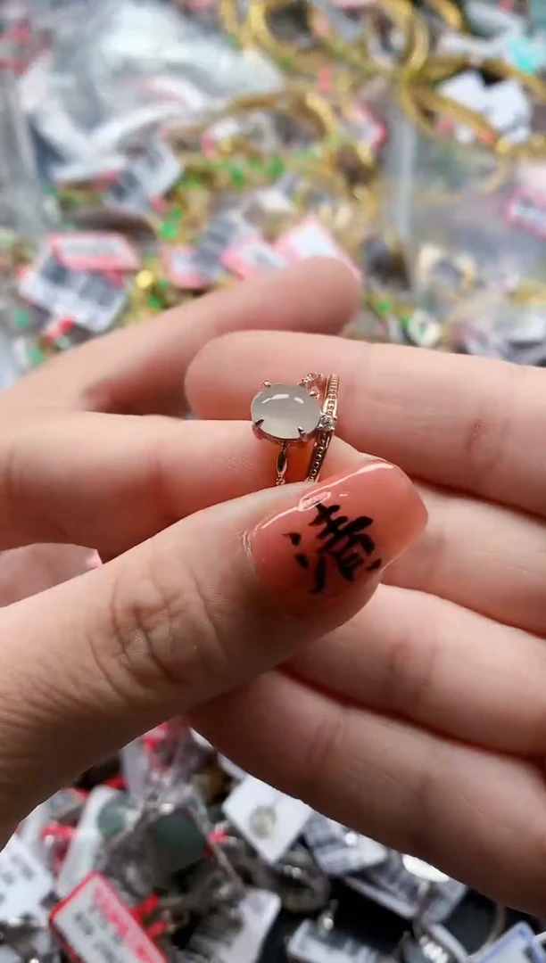 银S925镶嵌戒指翡翠天然A货缅甸翡翠