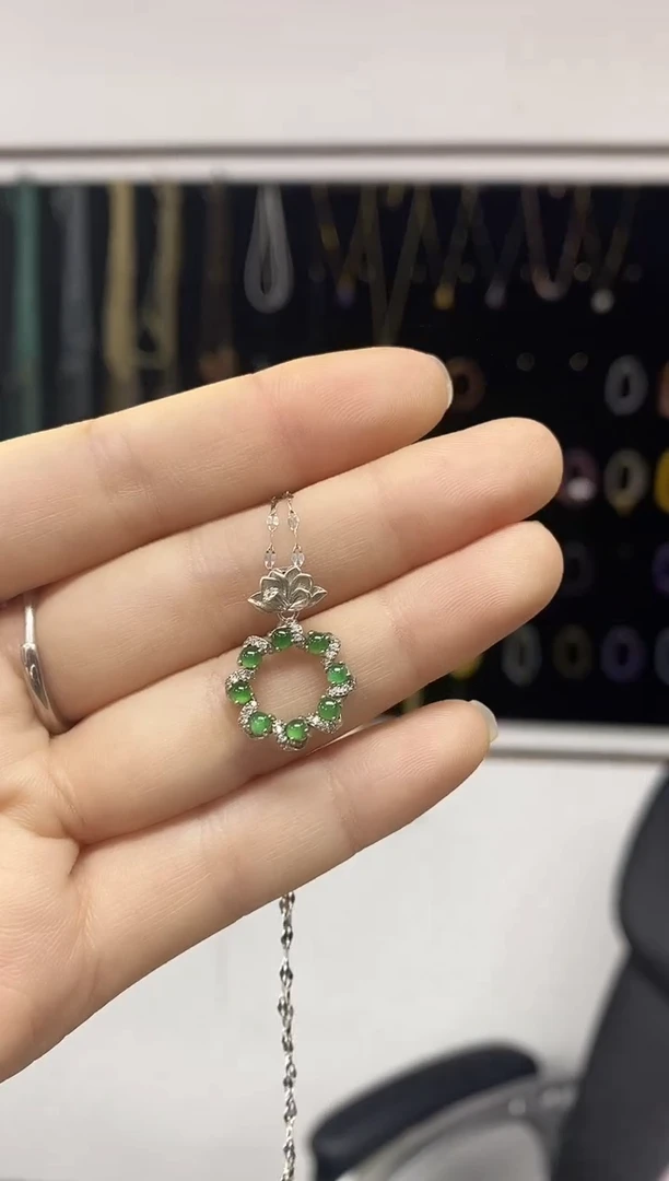 吊坠(不含链)银S925镶嵌翡翠吊坠