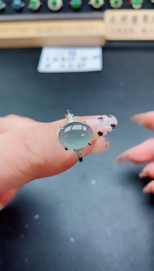 银S925镶嵌戒指翡翠1