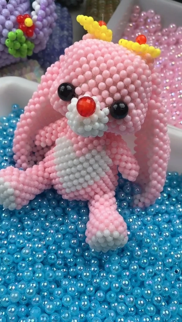 亚克力0878卡6马贝彩垂耳兔材料包1套粉色