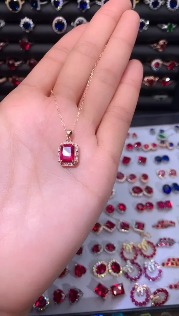 【闪购商品】红宝石吊坠(赠链)银S925镶嵌79