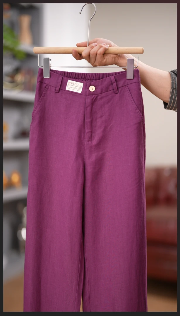 春夏薄款亚麻阔腿裤女高腰休闲裤麻料裤子直筒裤垂感宽松百搭长裤