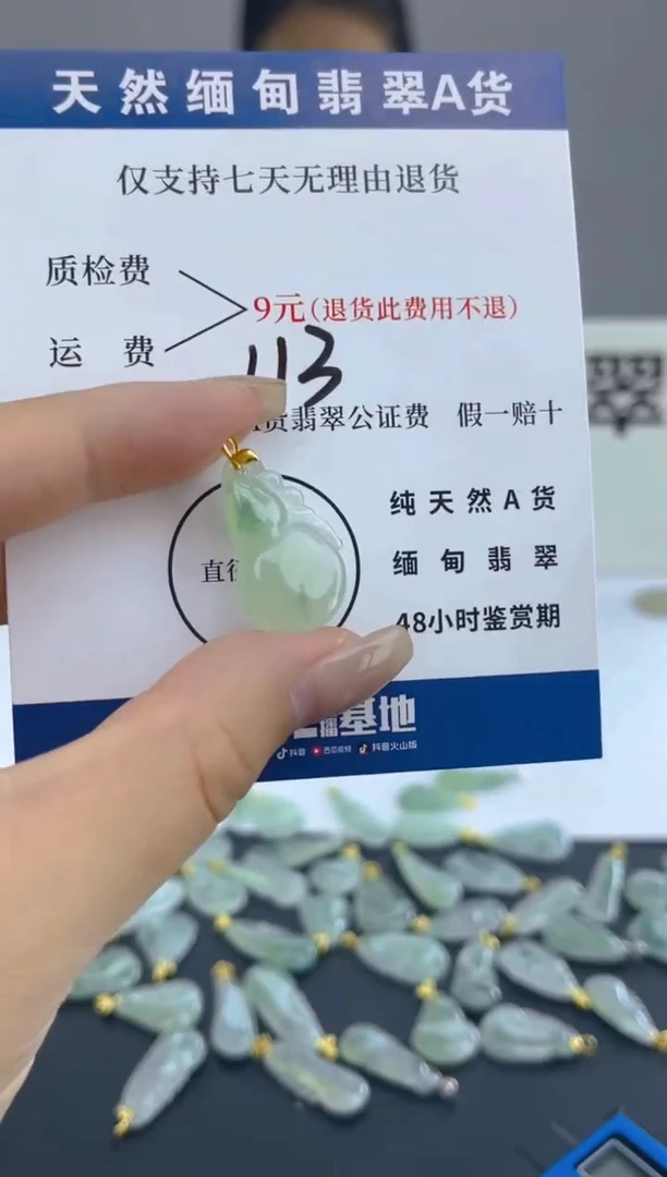 颈饰18K金镶嵌翡翠天然A货翡翠  113
