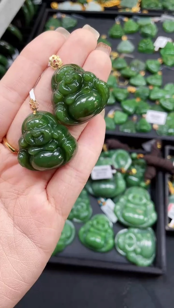 【闪购商品】和田玉吊坠18K金镶嵌多样性发一