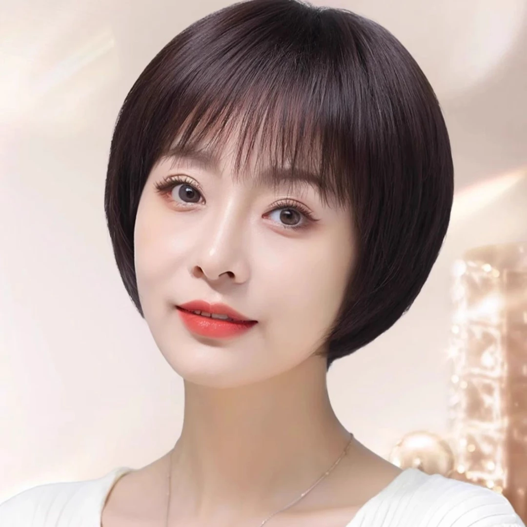 丝鹭[灵动挂耳波波头]假发女真发妈妈女款短发专用减龄妈妈假发