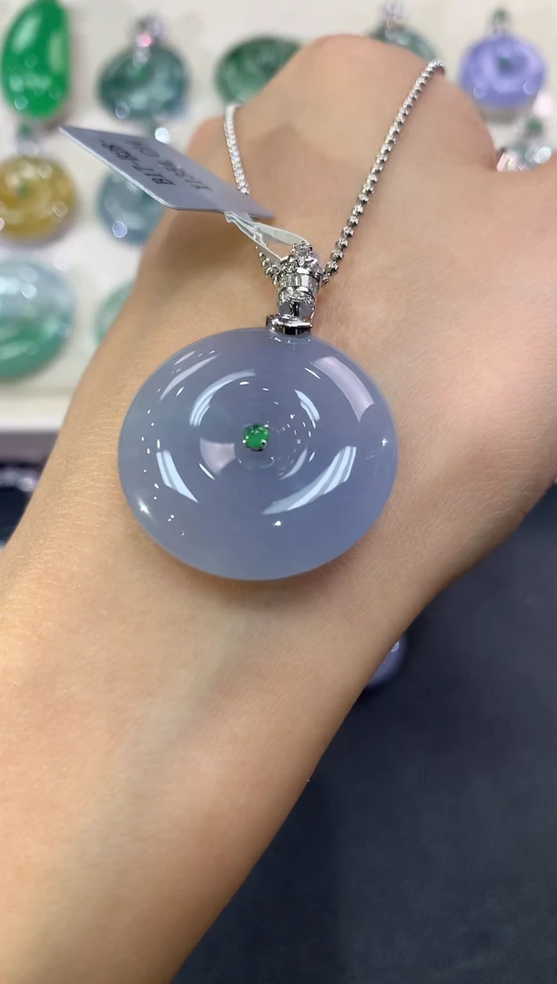 【闪购商品】翡翠吊坠(不含链)18K金镶嵌a55紫货有色差