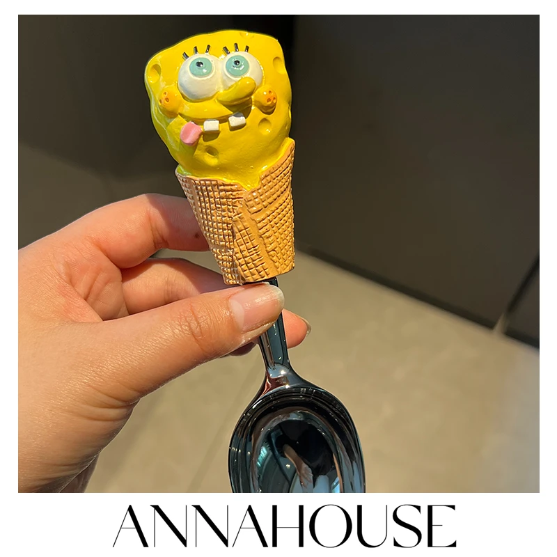 ANNAHOUSE DIY锌合金树脂海绵宝宝勺子汤勺吃饭勺冰激凌勺创意MQ