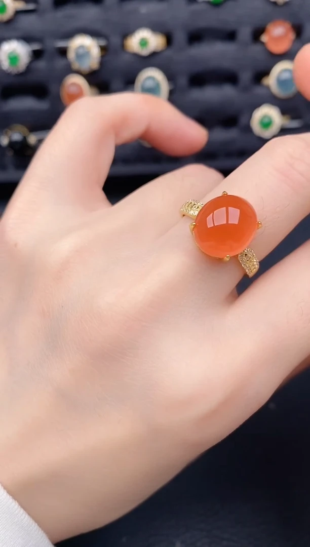 银S925镶嵌南红玛瑙戒指97