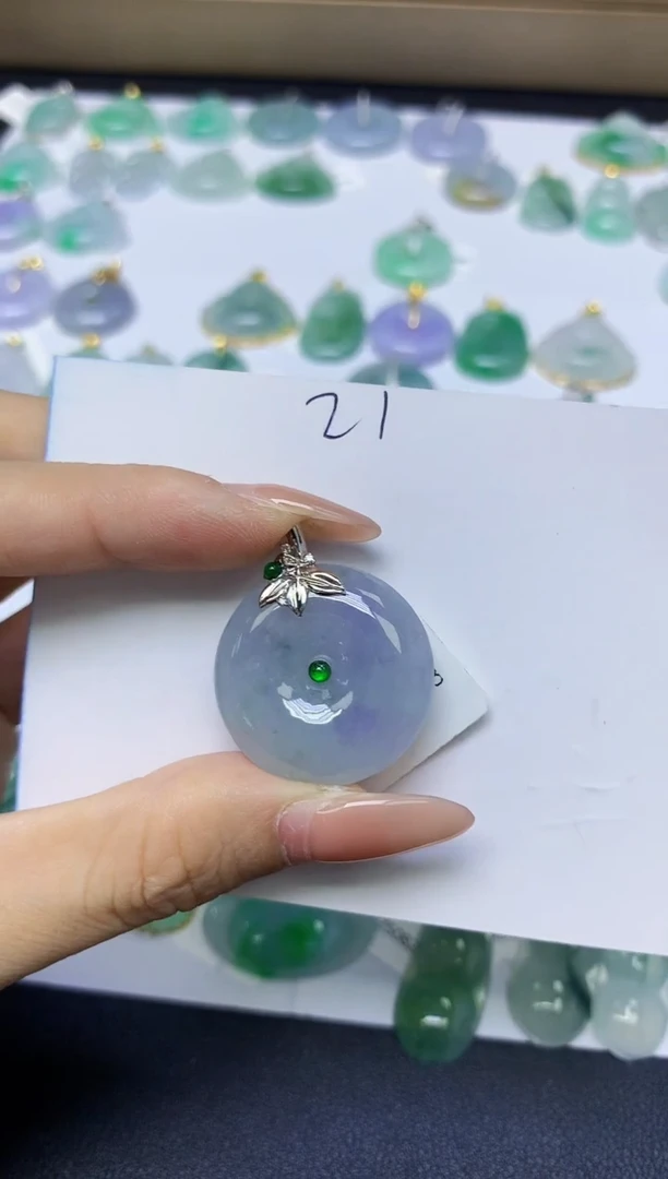 颈饰18K金镶嵌翡翠天然缅甸A货翡翠百元以上9元证书费自理