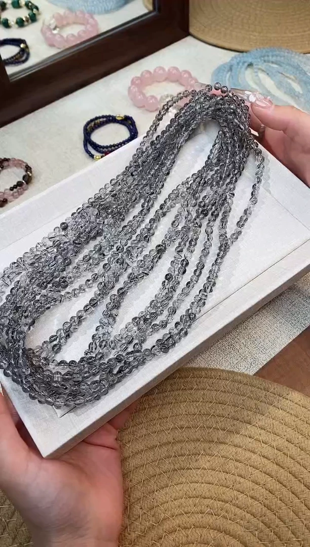 合金手链水晶黑发晶素圈手串三圈5mm多样性发一