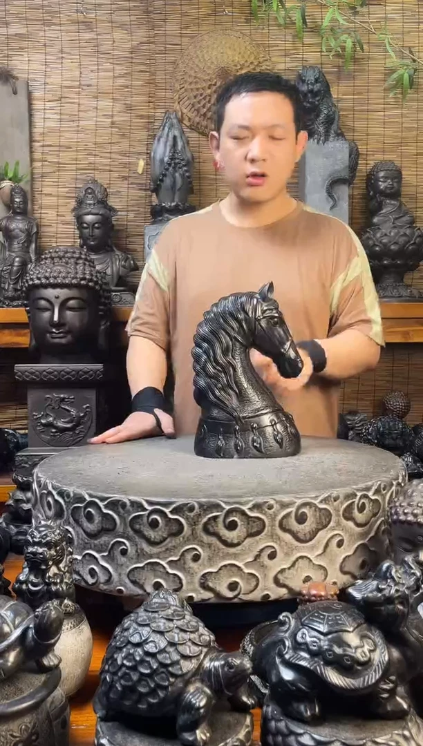 石材30马头天然青石雕刻