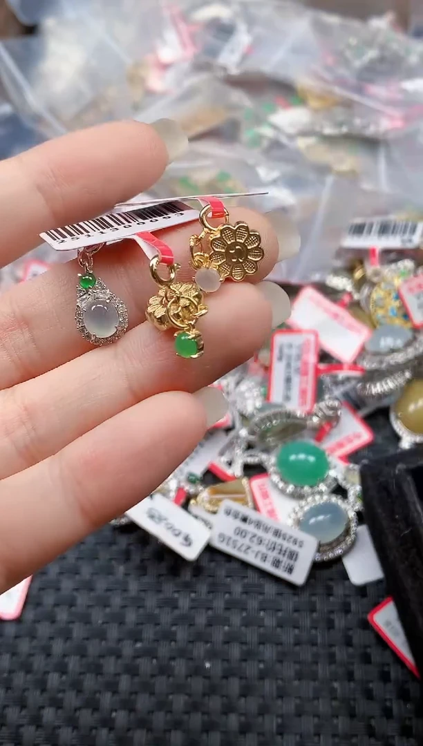 银S925镶嵌戒指翡翠天然A货缅甸翡翠