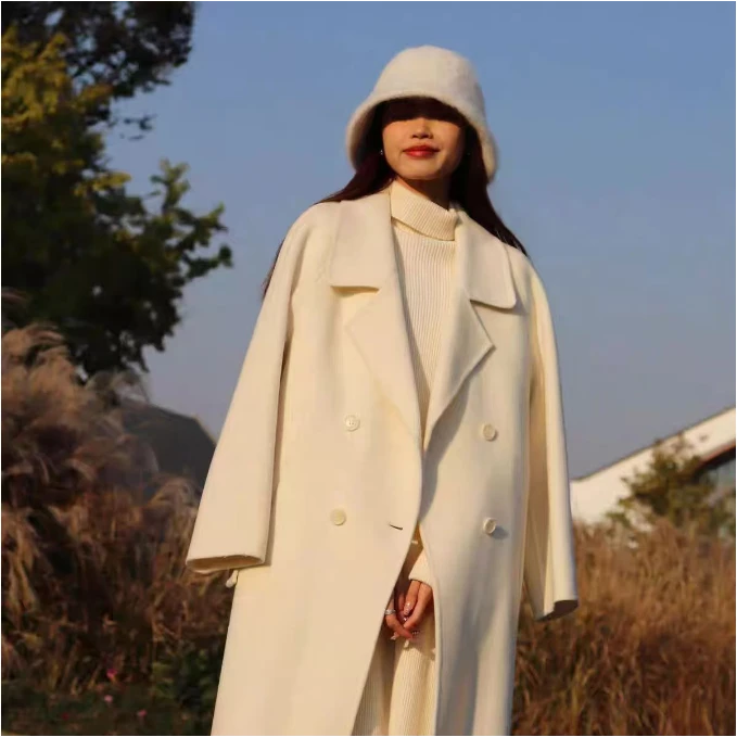 100%绵羊毛双排扣时尚气质女式大衣25DAK0043
