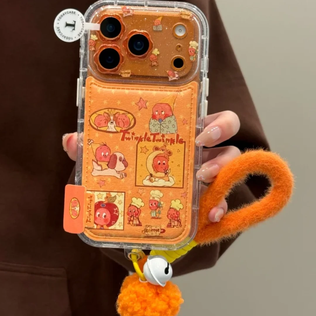 星宇橙色星星宝铃铛手绳适用iPhone17promax苹果17pro手机壳16pro