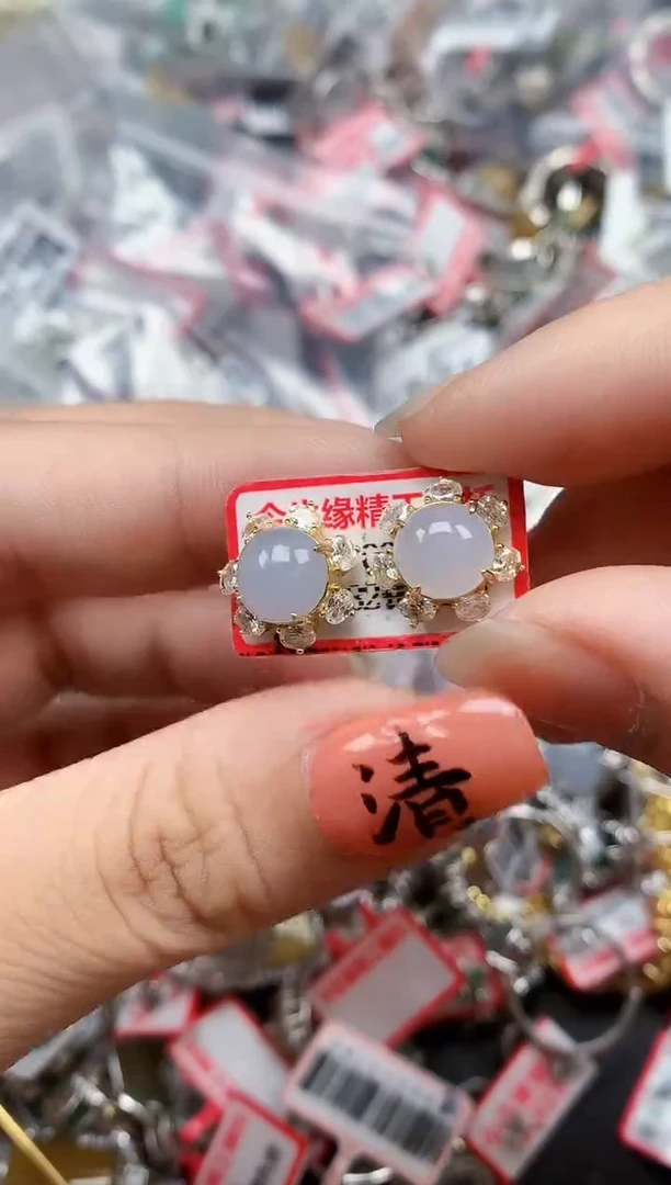 银S925镶嵌戒指翡翠天然A货缅甸翡翠