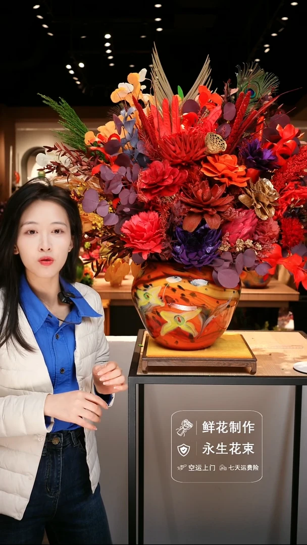 手工艺品琉璃手工花器花束空运包邮送货上门-以图片为准