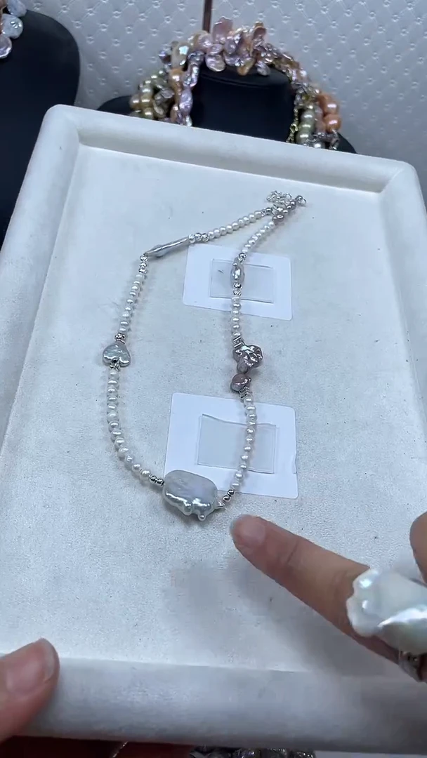 未镶嵌淡水珍珠项链【纯恬巴洛克饰品】