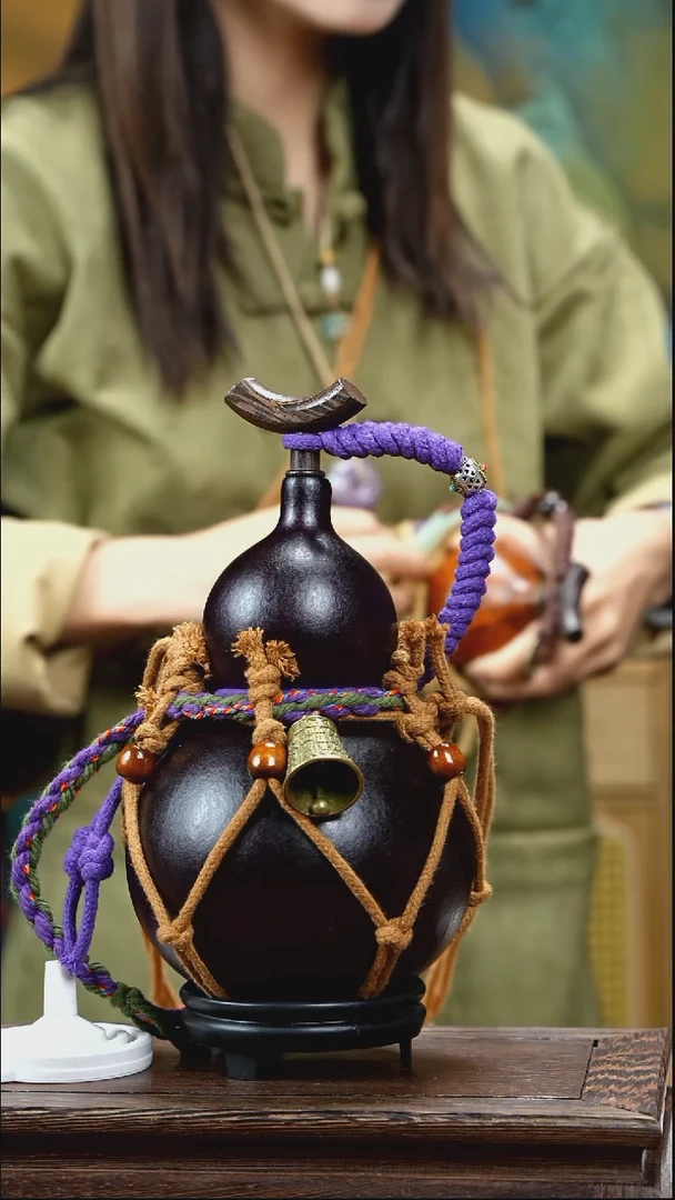 YW136复古网兜款天然酒葫芦（一物一拍）