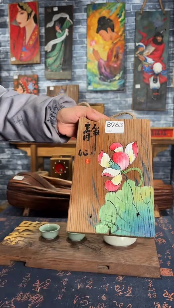 风化老门板丙烯画