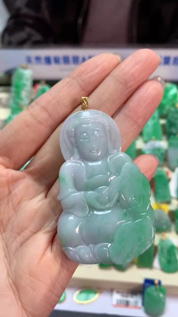 【闪购商品】翡翠吊坠(不含链)18K金镶嵌挂件