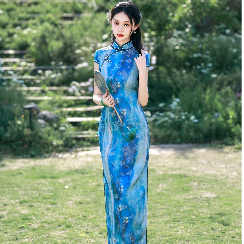 5648白幼秀新款复古时尚优雅中式立领港风款旗袍中国风旗袍