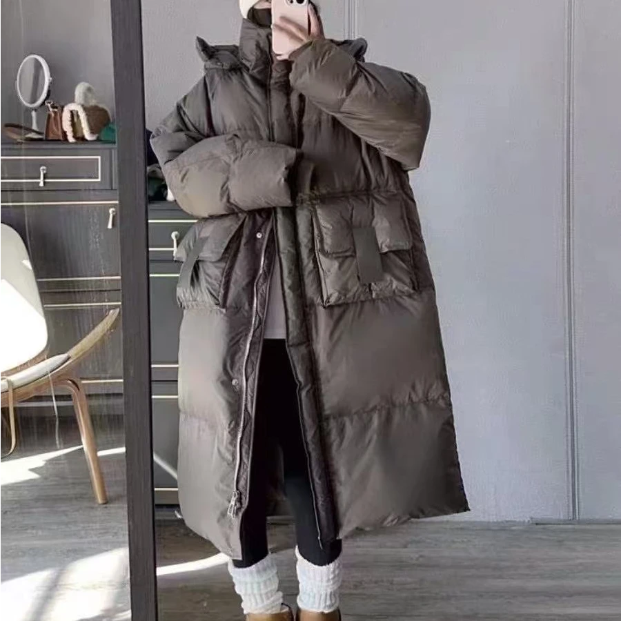 【锦衣服饰】BG 8815韩版连帽长款羽绒服