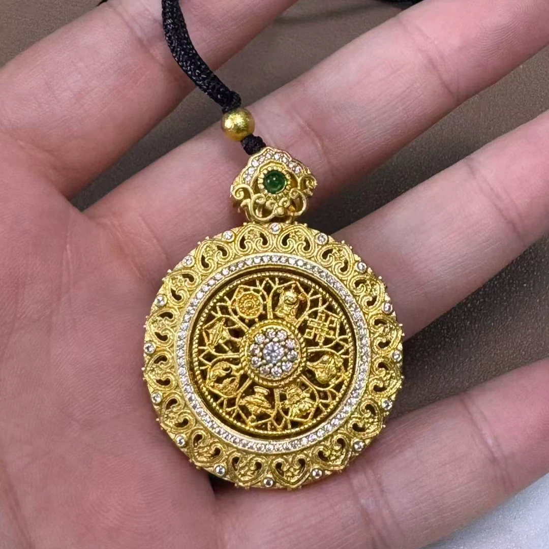 非金属珐琅吊坠 金色 八宝罗盘 吊坠